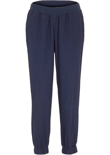 Leinenhose mit jerseybund - leinenhose,